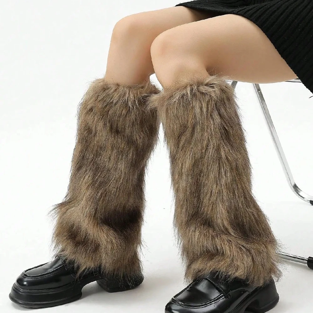 

Пушистые гетры-чехлы для ног для женщин, теплые пушистые накладки на ботинки для Рождества, модные гетры-рукава для ног для вечеринок и костюмов