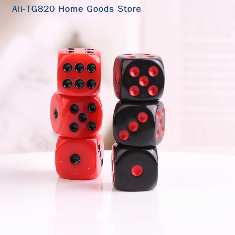 

[TG820]10Pcs High Quality 16mm Red Black Six Sided Spot D6 Playing Games Dice Set Opaque Dice For Bar Pub Club Party Board Game