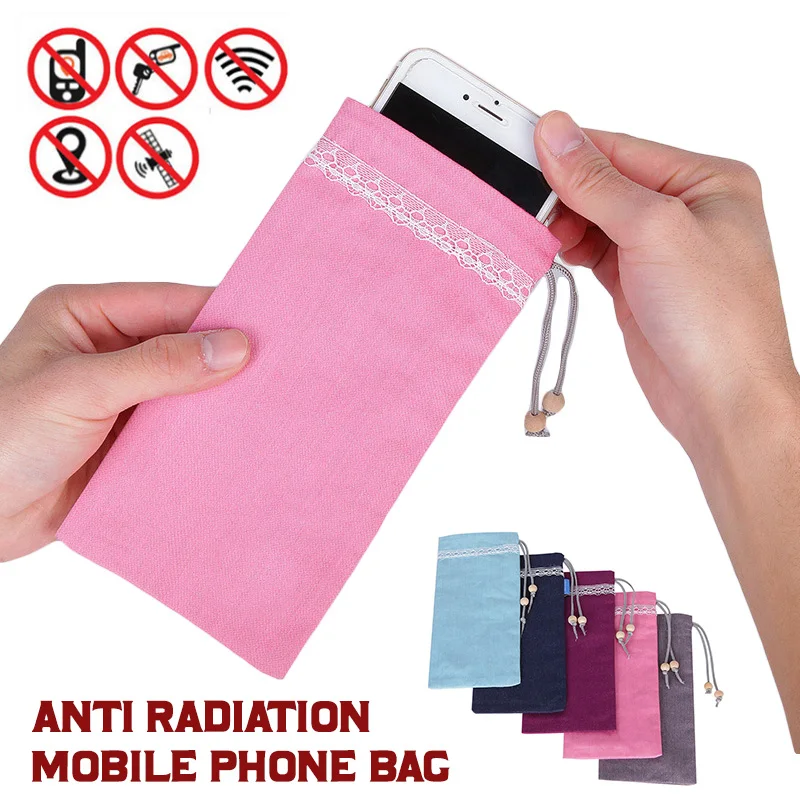 2 Layer Radiation Protect Phone Pocket RF Signal Blocker Shield Radiation Bag EMF Protection Phone Pouch Cell Phone Case