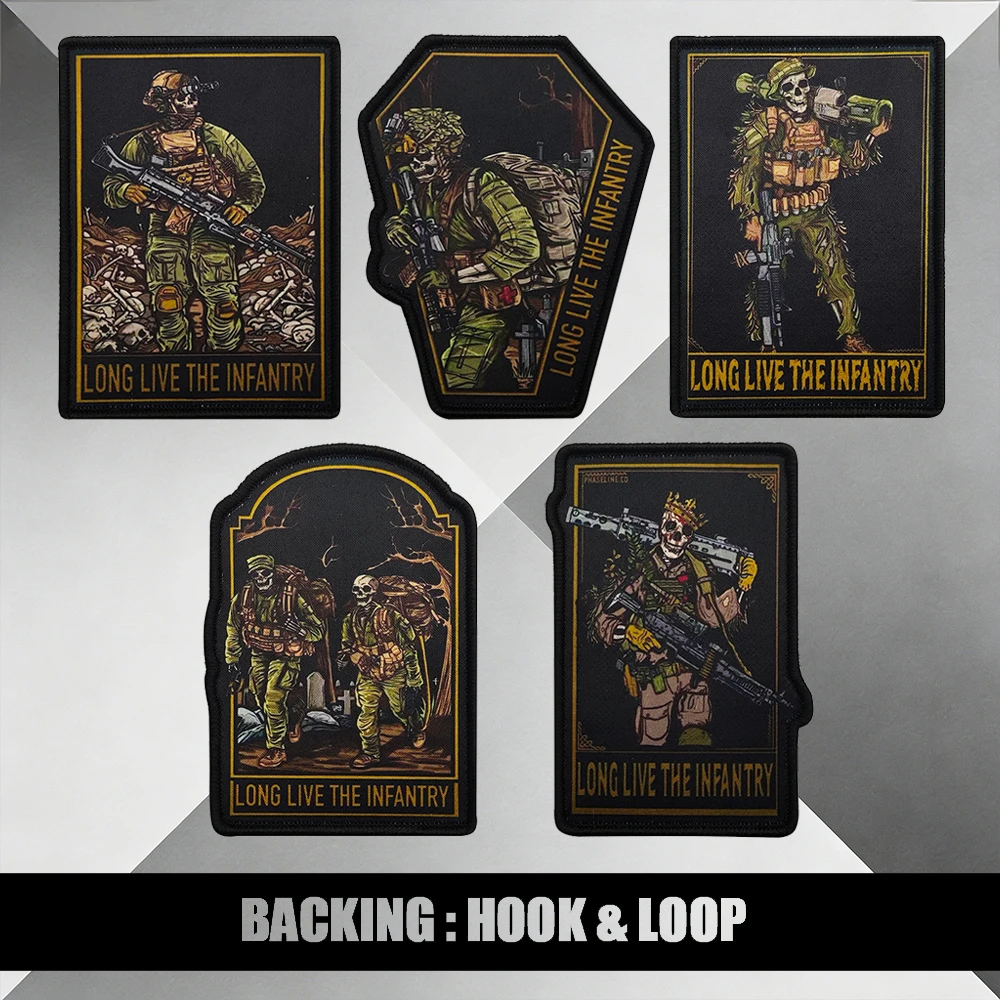 

"Long Live the Infantry" Tactical Skeleton Printing Patch - Infantry Badges Hook&Loop Backing for Tactical Vests Combat Gear Out