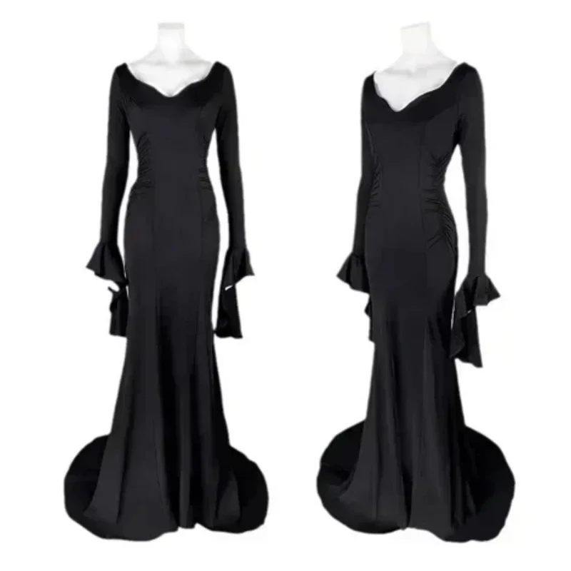 2025 yiyi quarta-feira addams família uniforme vestido filme morticia cosplay traje perucas pretas para mulheres halloween carnaval a