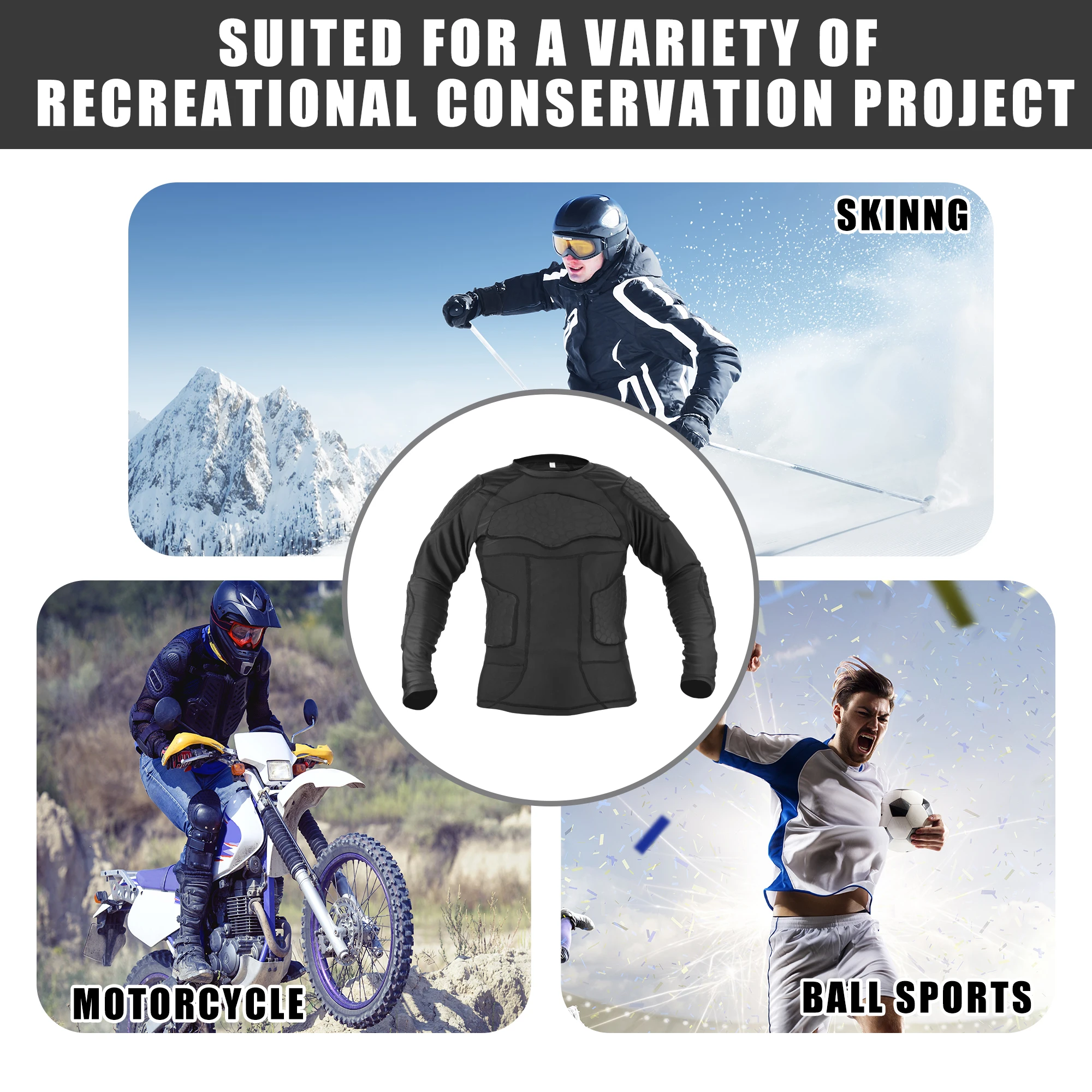 Motoforti Size M-2XL Motorcycle Riding Protective Full Body Armor Jacket Thorax Back Backbone Protector for Skateboarding Skiing