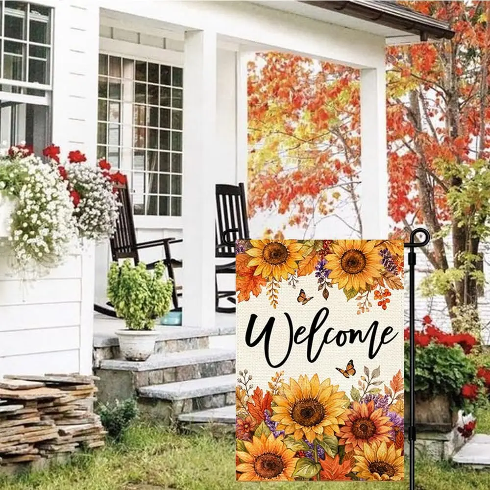 Welcome Fall Garden Flag 12 x18 Inch Double Sided Outside | Double Sided, Weather & Fade Resistant, Holiday Seasonal Yar llp