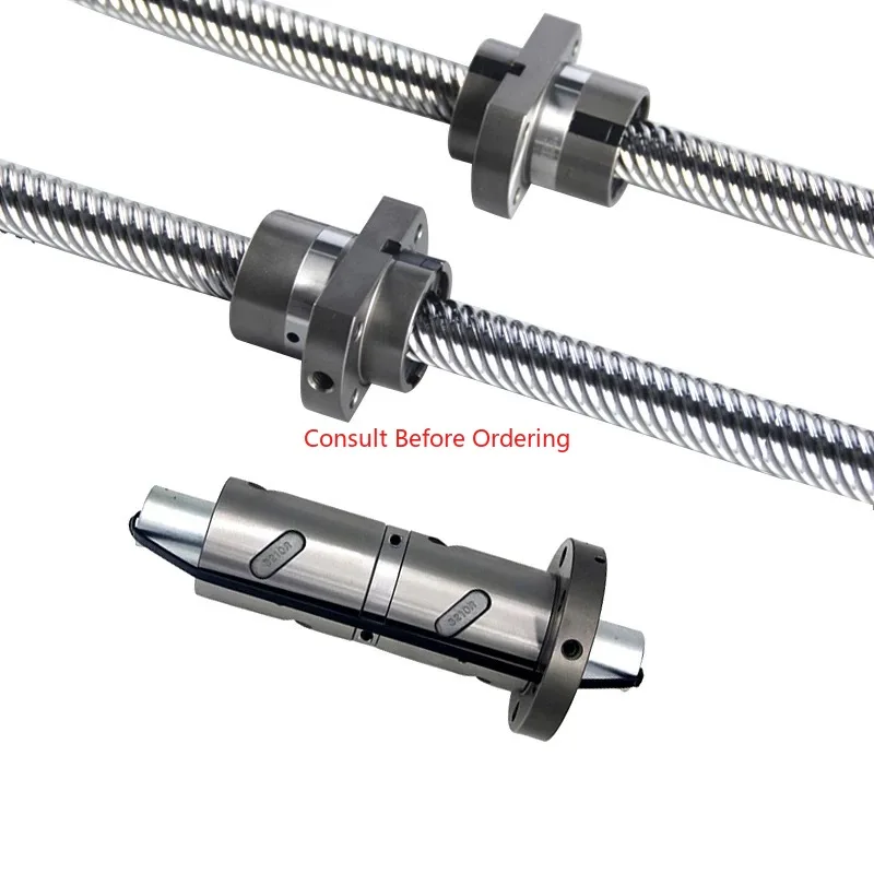 

CNC Applicable Double Nut Ball Screws 12mm Diameter Customized Lengths GCr15 Steel Low Noise High Rigidity