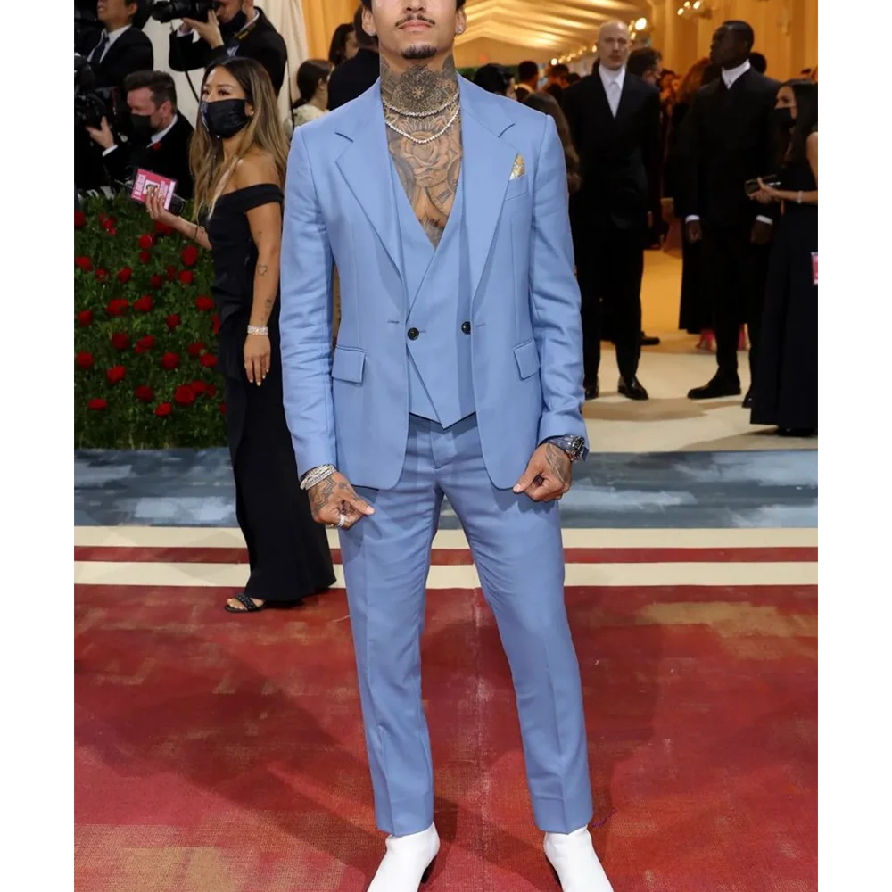 

New Autumn Men's Suit Modern Style One Buttton Notched Lapel Classic Outfit Three Piece Slim Fit Prom Party Gala Male Suit