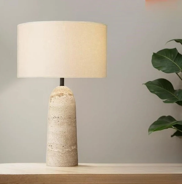 Travertine marble desk lamp, homestay living room, study, bedside bedside lamp