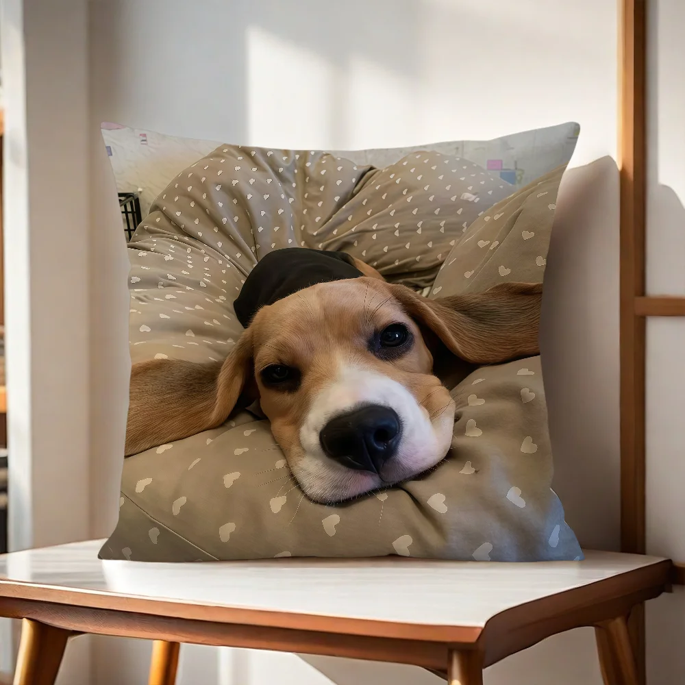 Kawaii Beagle Funny Meme Cushion Cover For Pillow Printing Sofa Decoration Home Car Room Coffee Shop Office Nordic Simplicity