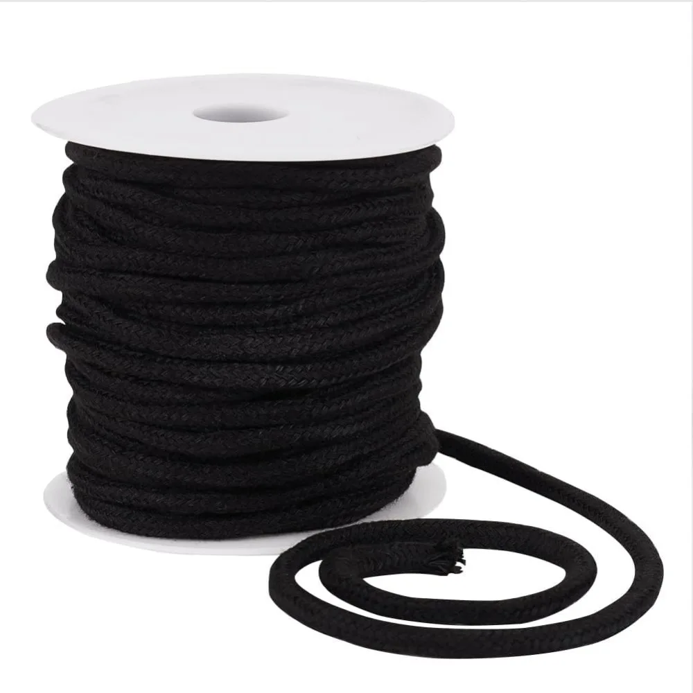 27.34 Yards Black Drawstring Replacement Rope 6mm Polycotton Soft Drawstring Cord Replacement with Plastic Spool for Making Kit