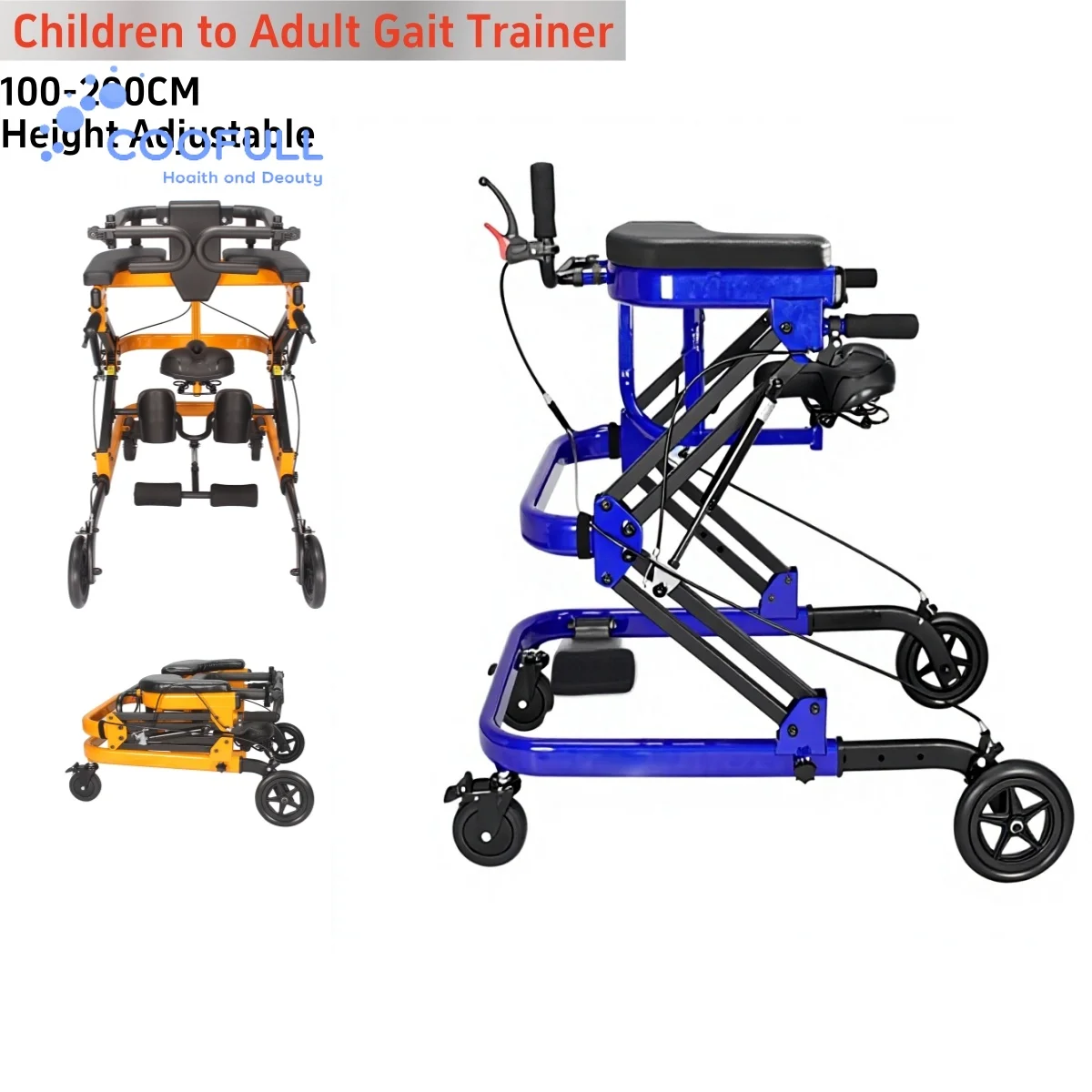 Coolfull Rehabilitation Height Adjustable Children to Adult Walker Entrenador De Marcha Cerebral Palsy Hemiplegia Gait Trainer