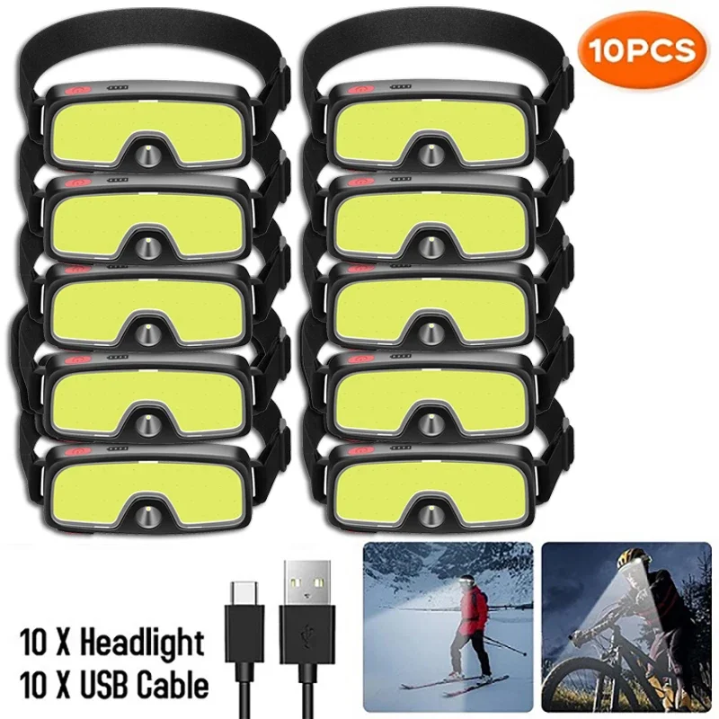 KDULIT Leistungsstarke COB LED Scheinwerfer Typ-c Wiederaufladbare Kopf Taschenlampe Eingebaute Batterie Outdoor Angeln Camping Laterne Wasserdichte Taschenlampe 8