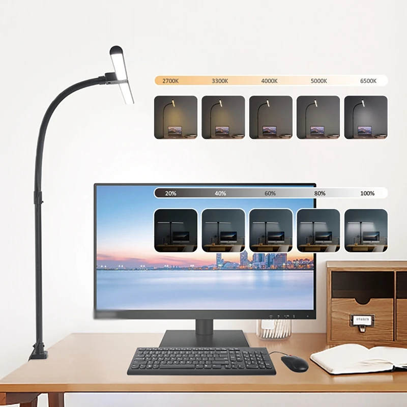 Lampada da tavolo con telecomando da 24W lampada da tavolo con Clip a LED a doppia testa per illuminazione dell'ufficio domestico lampada regolabile per la protezione degli occhi