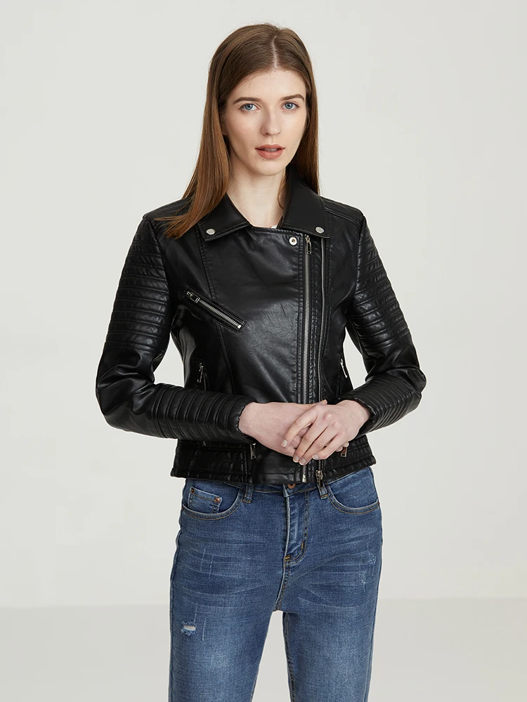 Chaquetas blancas de piel sintética para mujer, ropa de calle de manga larga con cremallera para motorista, talla grande 3XL, Otoño e Invierno