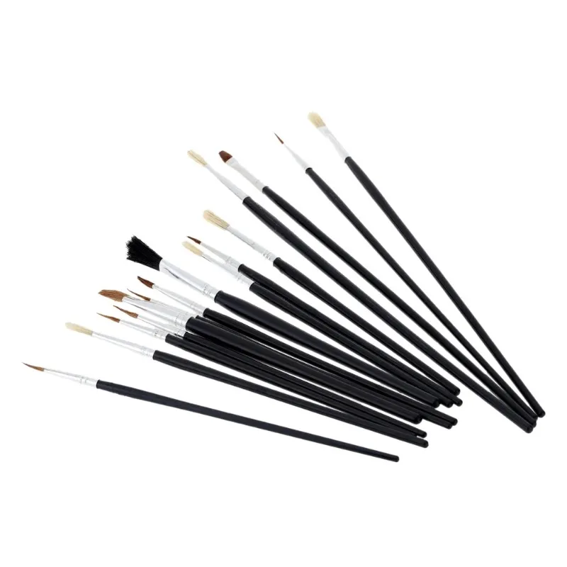 15Pcs Wooden Handle Nylon Hair Durable Painting Brushes Set Oil Watercolo Acrylic Paint Brushes Ser Art Drawing Tool