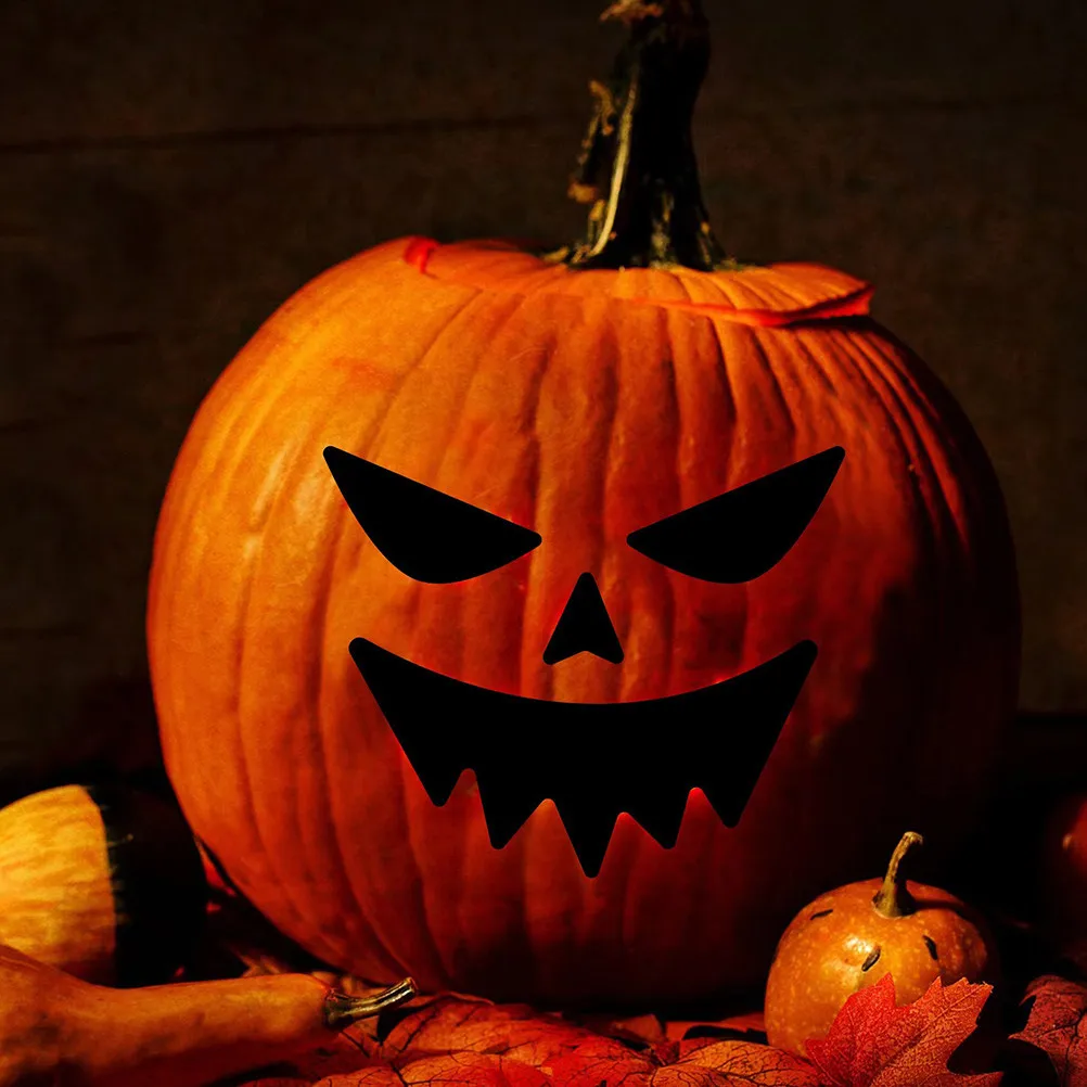 

8 Sheets Black Pumpkin Decorating Stickers Halloween Face Stickers for Pumpkins Activity Thanksgiving Party Decor