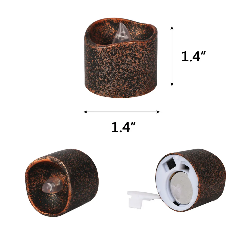 Candele a lume di tè a LED da 4 pezzi, senza fiamma, con fondo nero, sicuro ed ecologico, per Halloween, matrimoni, Natale, luce da tè a LED