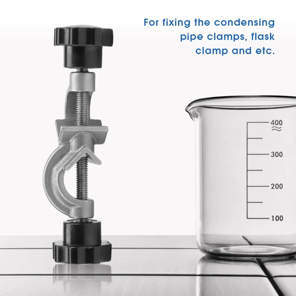 Stainless Steel Lab Stand Clamp Holder Adjustable Grip Silver Right Angle Clip Cross Design Metal Grip Support Laboratory Use