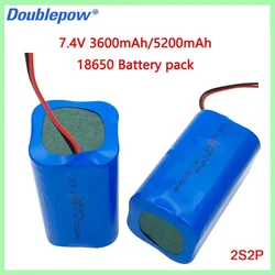 7.4V 3600mAh/5200mAh Rechargeable Battery 18650 2S2P Batteries For Bluetooth speaker,Solar light,Monitor+Protective board