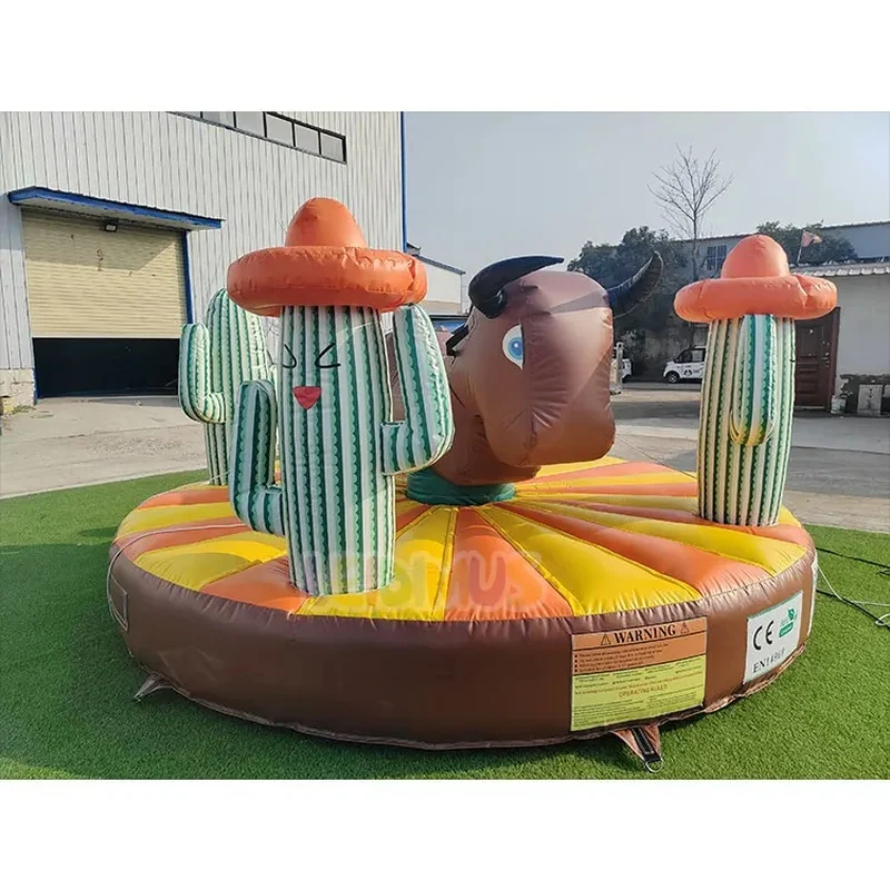 Interactive Rodeo Bull Ride Games for Kids Wholesale Inflatable Cactus Bull Ride Mechanical Bull Ride