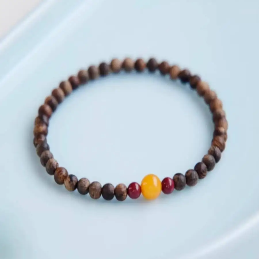 

Handmade eaglewood beads bracelet,men's cuff button bracelet,Ramadan prayer bead,women's meditation,holiday gift,daily wear