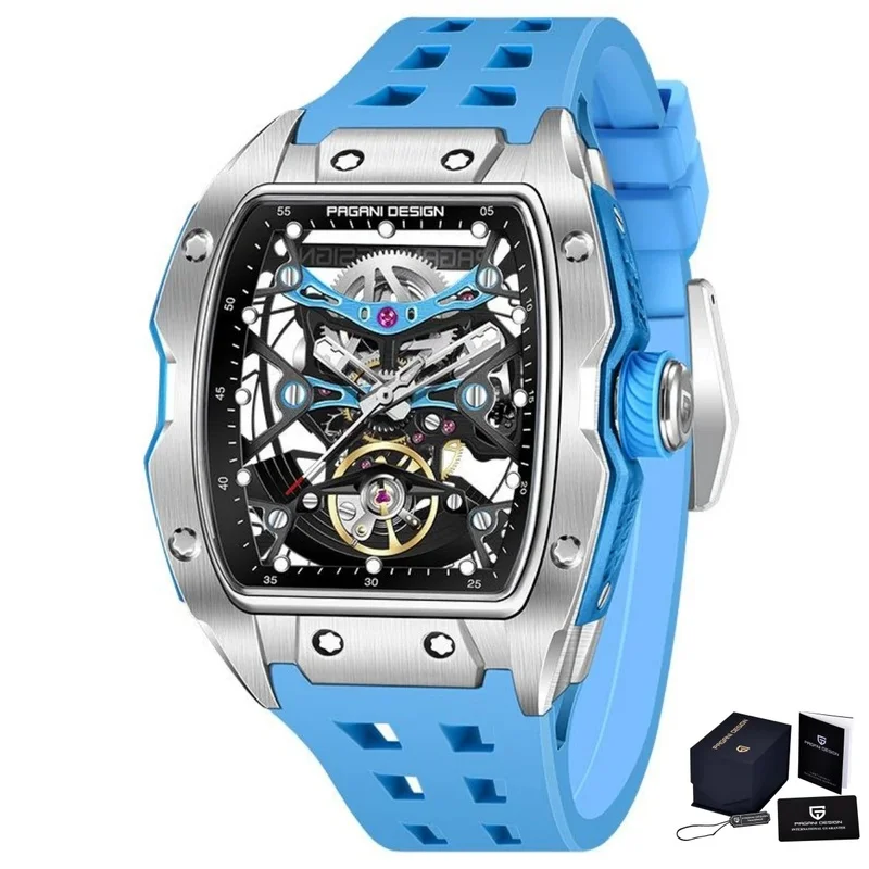 PAGANI DESIGN 42MM Hollow Skeleton Men's Watch Luxury Automatic Mechanical Sapphire Glass 50M Waterproof