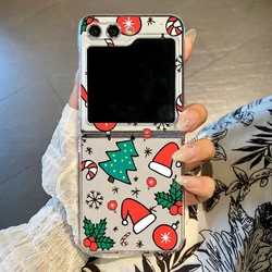 Christmas Pattern Happy New Year Case For Samsung Galaxy Z Flip 7 FE 6 5 4 3 5G Folding Hard PC Cover For Samsung Z Flip6 Flip5