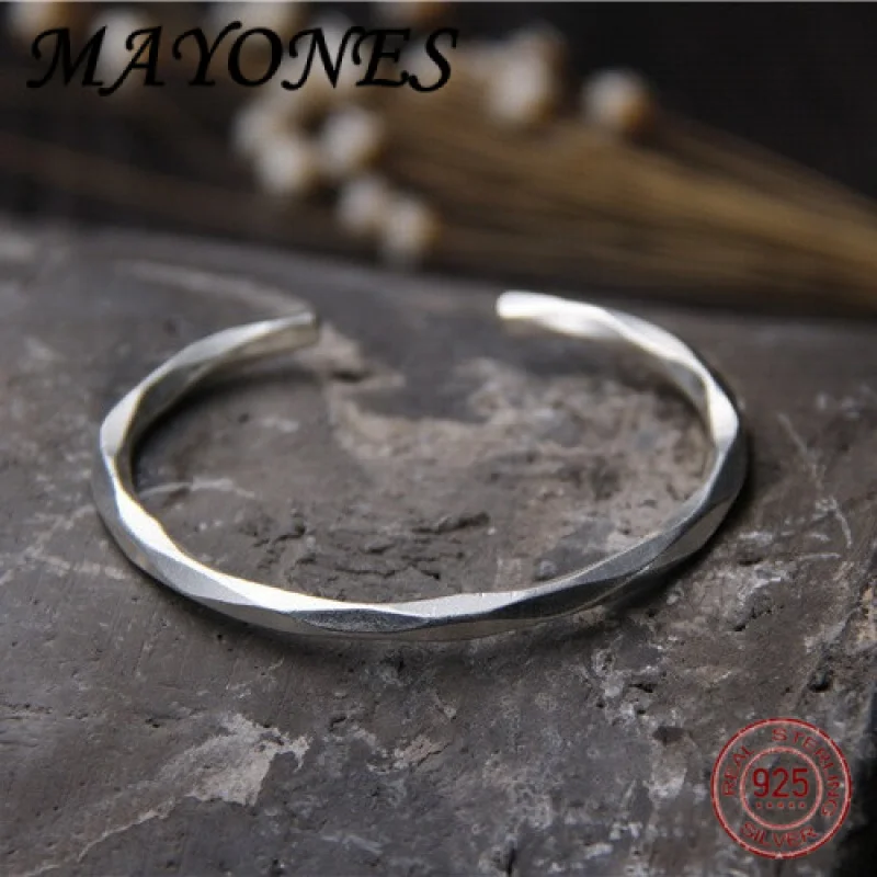 

Thai Handmade S925 Pure silver Personalized Original Solid Diamond Cut Men's And Women's Bracelet