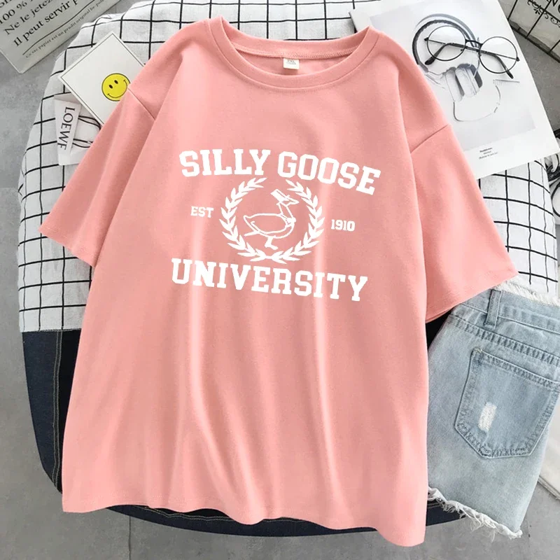 Casual Tshirt Summer Breathable Clothing Fashion Cool Tshirt Silly Goose Est 1910 University Print Womens T Shirts Creativity