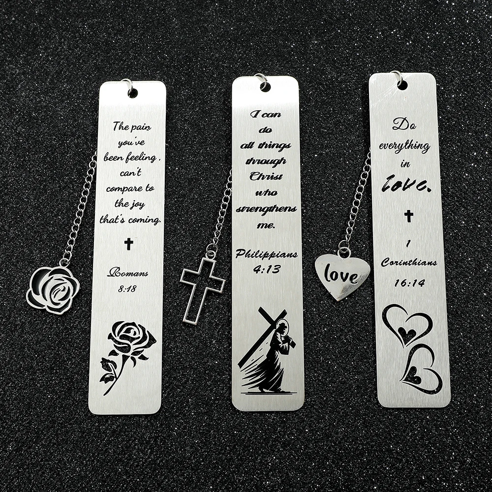 ไม้กางเขน กุหลาบ ที่คั่นหนังสือโลหะรูปหัวใจ ที่คั่นหนังสือสแตนเลสแบบโปร่ง สำหรับคนรักหนังสือ ของขวัญวันวาเลนไทน์