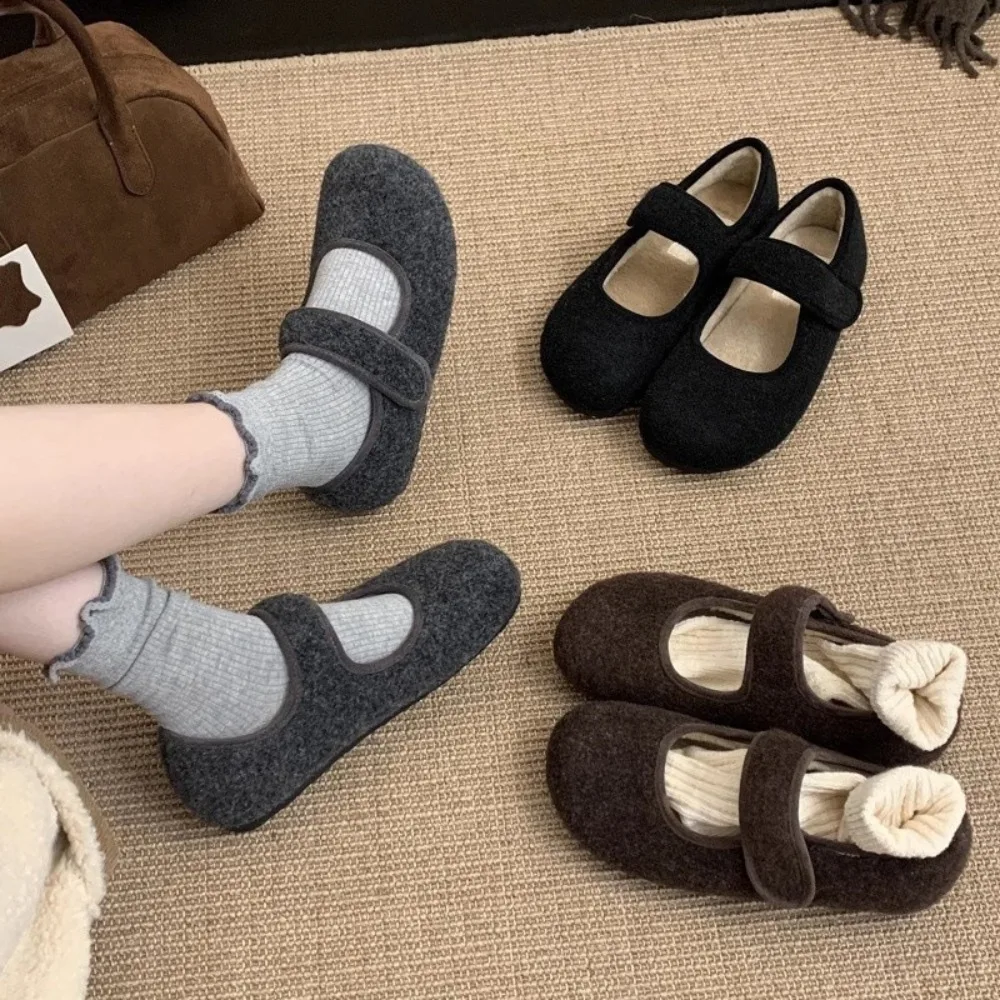 

Sexy Simple Outer Wear Warm Cotton Shoes Autumn and Winter New Fashion Versatile Plus Velvet Casual Flat Shoes for Women