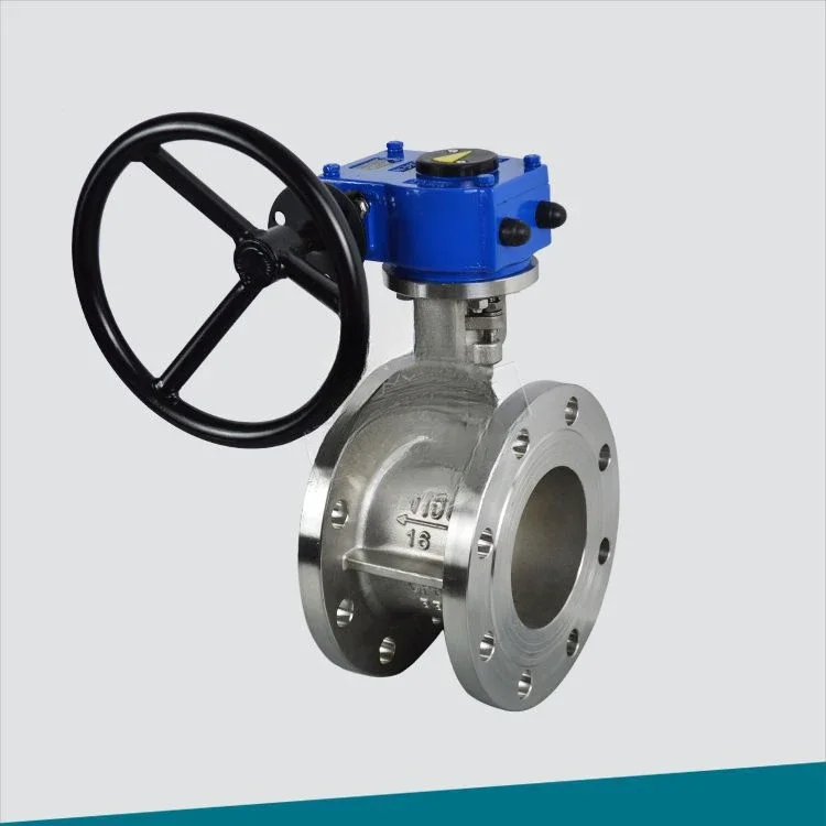 

Butterfly valve double partial flange soft seal PTFE connection worm gear worm operation D342F butterfly plate fine polishing