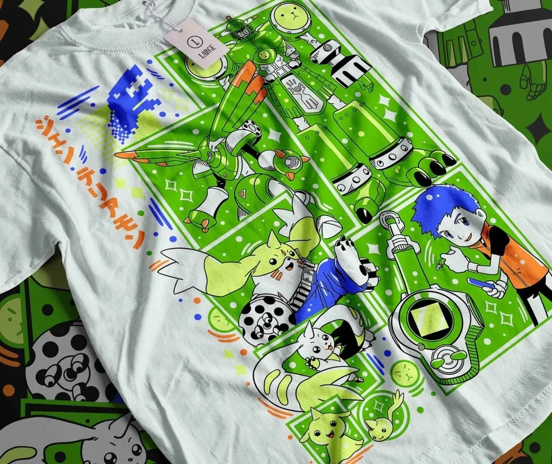 

2026 Summer Anime Digital Monster Jenrya Lee/Rapidmon Printed Loose Short-sleeved Cotton Children's T-shirt Tide Cotton Unisex