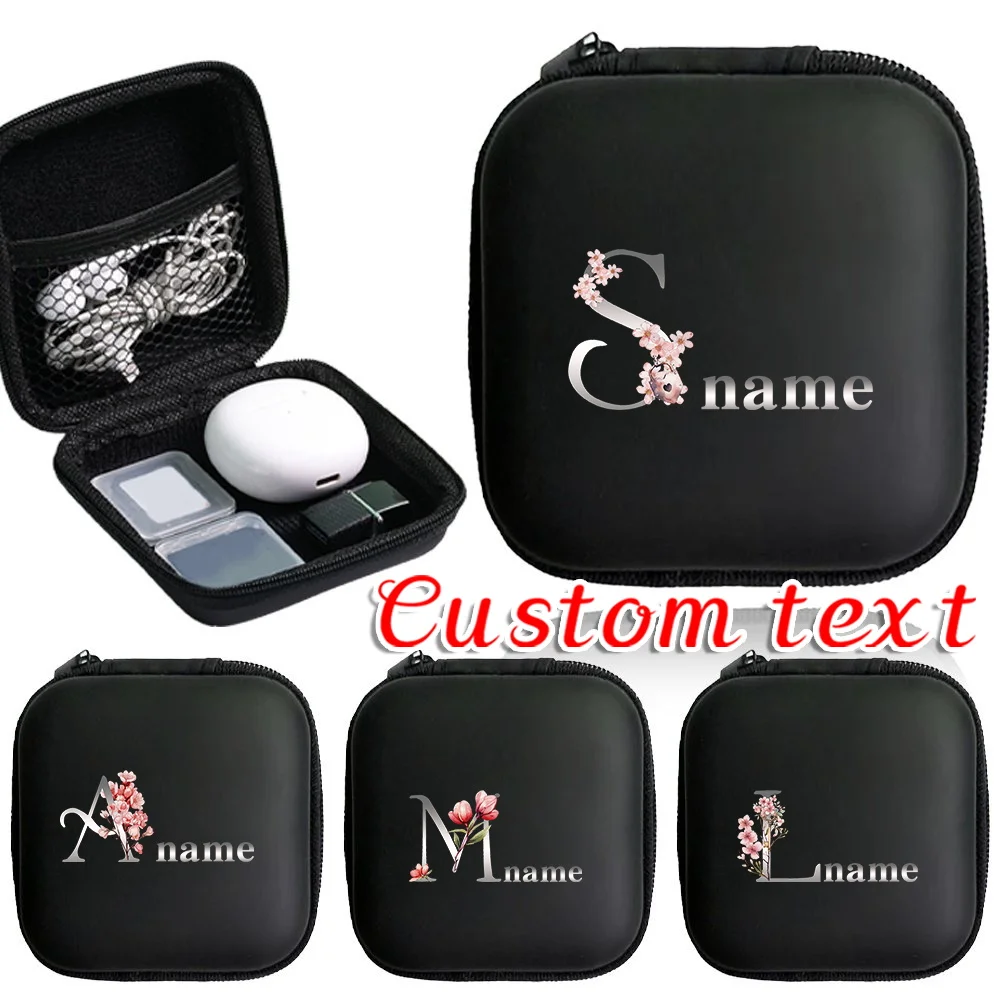 

Customized Name Digital Accessories Earphone Storage Box Hard Shell Data Cable Earphone Storage Box Customized Product