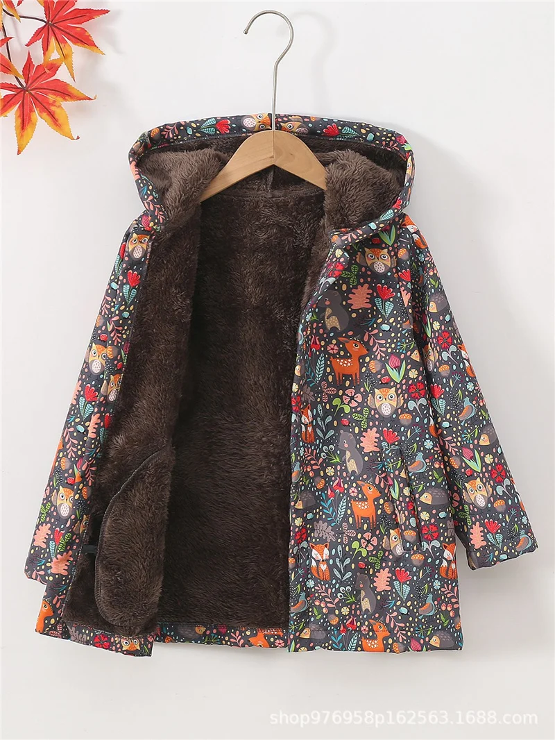 Kids Fleece Lined Jackets Winter Boys Thick Plus Velvet Warm Coats Children Hooded Cotton Outerwear Kids Padded Snowsuit Yk129 5
