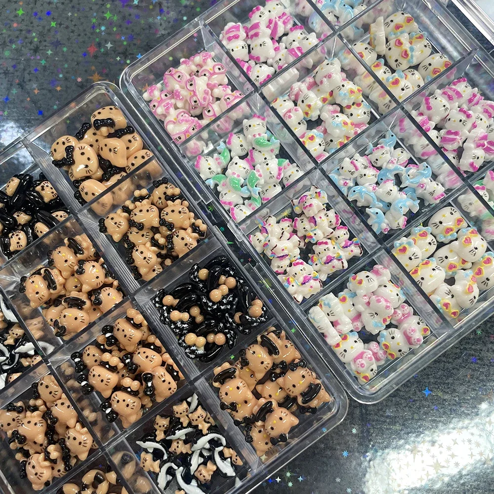 

120 шт. Kawaii леопардовый принт Sanrio My Melody Hellokitty, подвески для дизайна ногтей, аксессуары, дельфин, бант, принадлежности для украшения ногтей