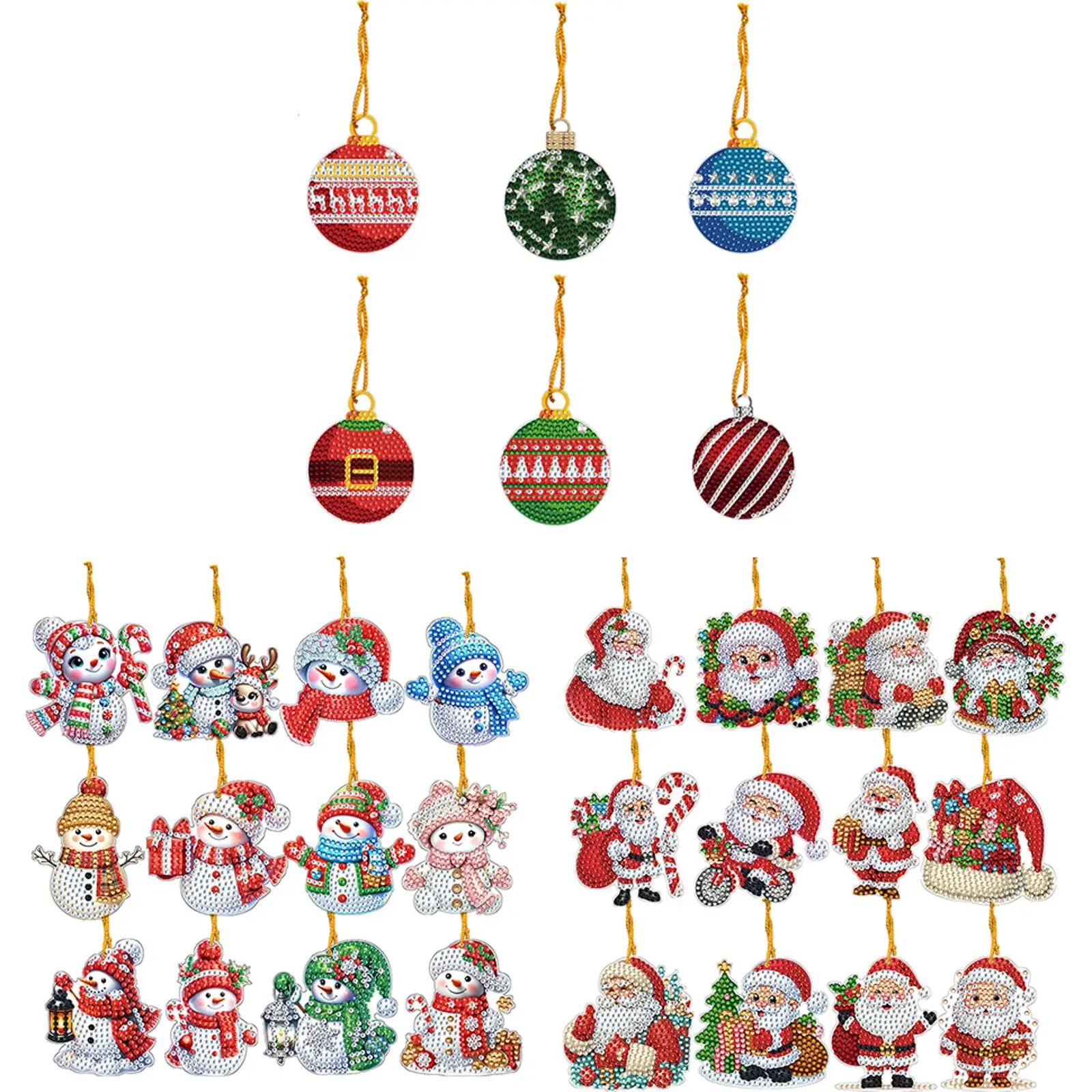 

Xmas Theme 2D Flat DIY Diamond Art Pendant Diamond Painting Set Crystal Christmas Tree Pendant Acrylic Sparkling Diamond Pendant