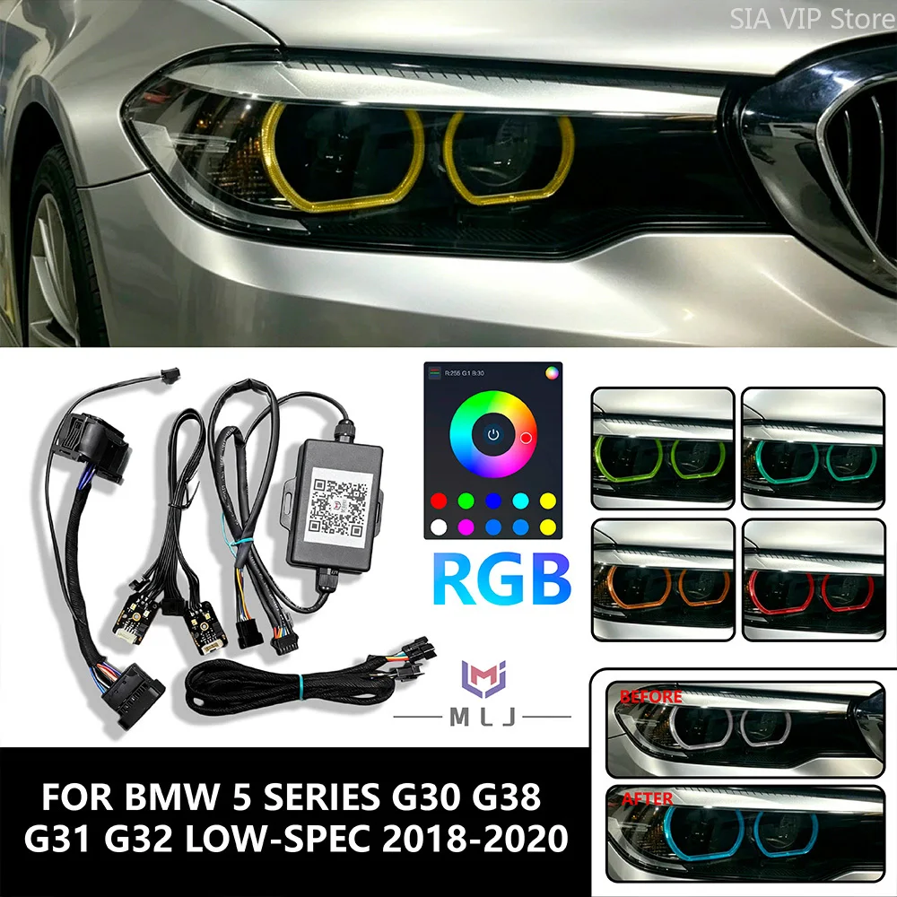 

63117214934 RGB For 2018-2020 BMW 5 Series G30 G38 G31 G32 Low Version Headlight DRL Plug and Play Internal Wiring Harness