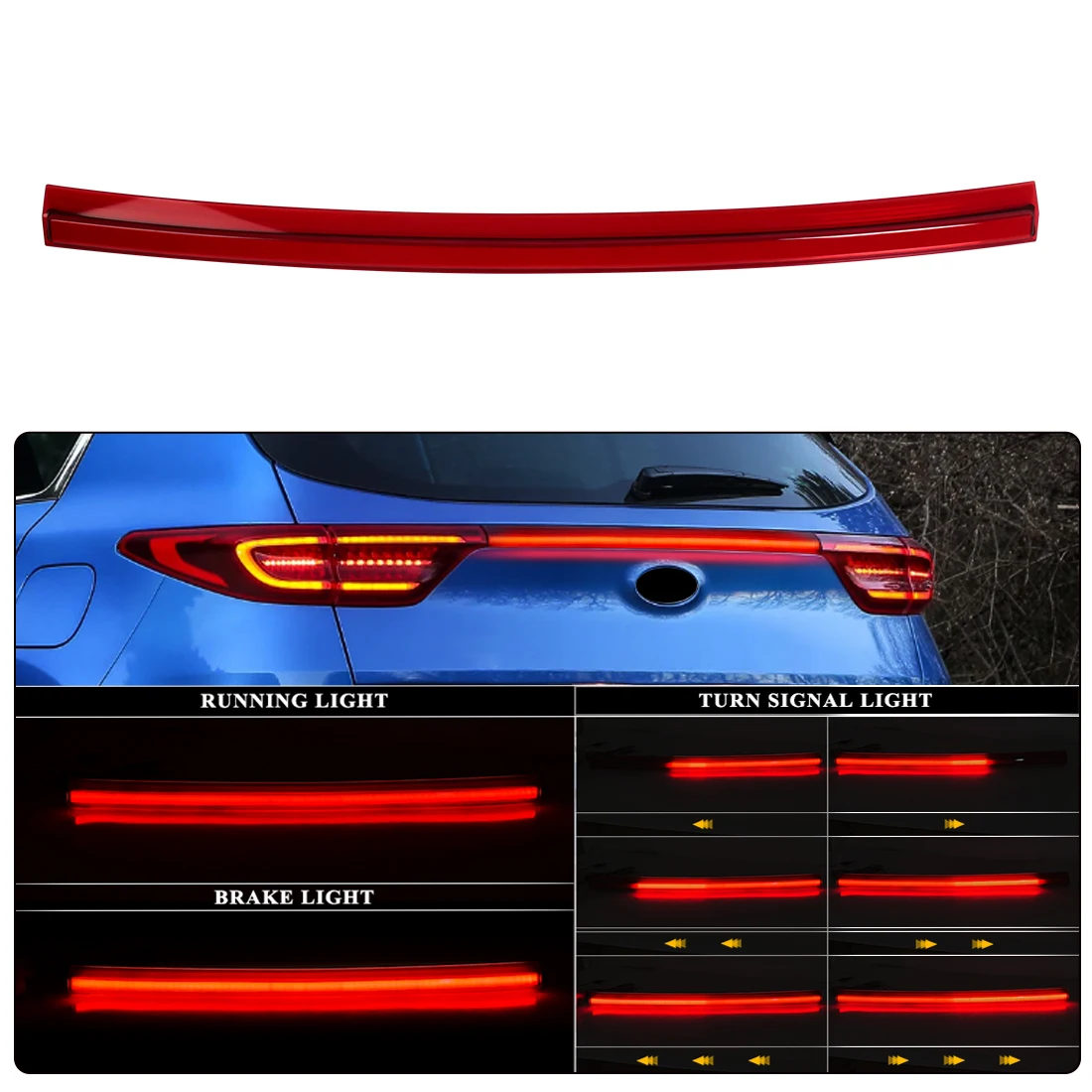

Car Rear Bumper Reflector For Kia KX5 Sportage QL LX / EX 2017 2018 2019 2020 2021 Brake Warning Tail Light Turn Signal Lamp 12V