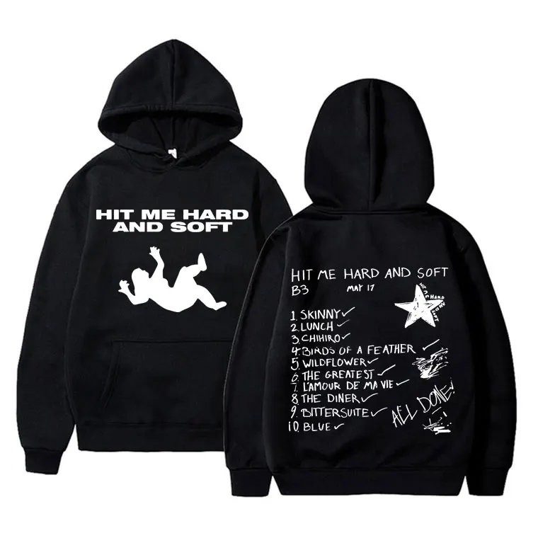 

Hit Me Hard and Soft 2024 Tour Graphic Print Hoodie Men Women Hip Hop Fashion Casual Sweatshirt Male Fleece Oversized Hoodies