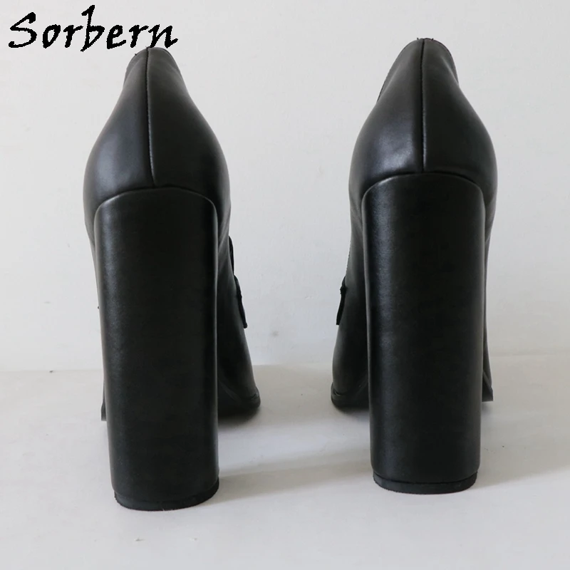 Sorbern 15Cm Block Heel Women Pump Unisex Shoes Chunky High Heel Slip On Ok Shoes High Arch Round Toe Heeled Custom Colors