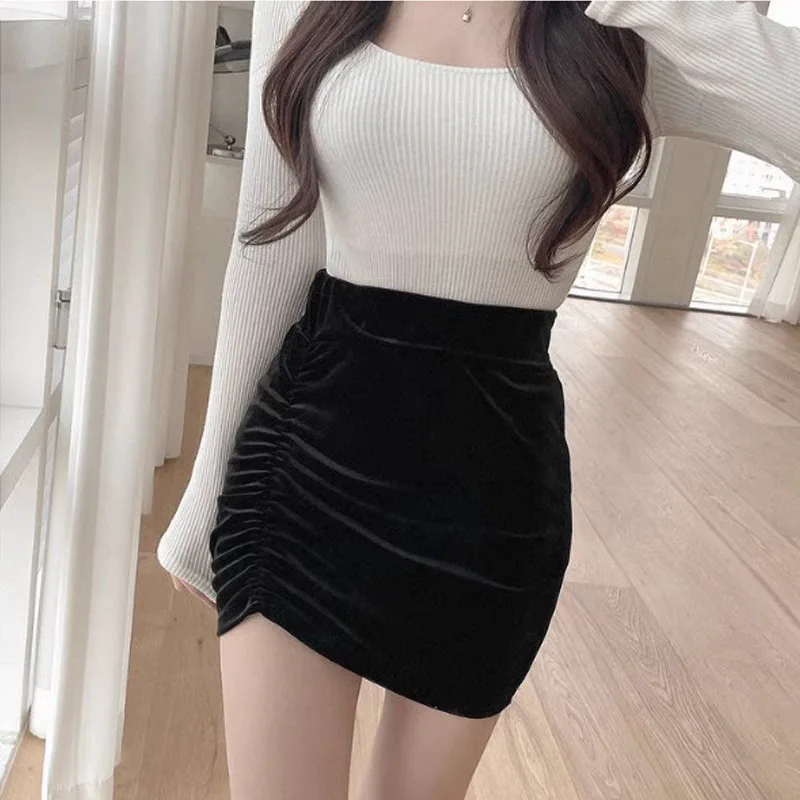 Women's Skirt Korean Spring Summer New Style Sexy Pleated Comfortable Slimming High Waist Wrap Bottom Half Skirt