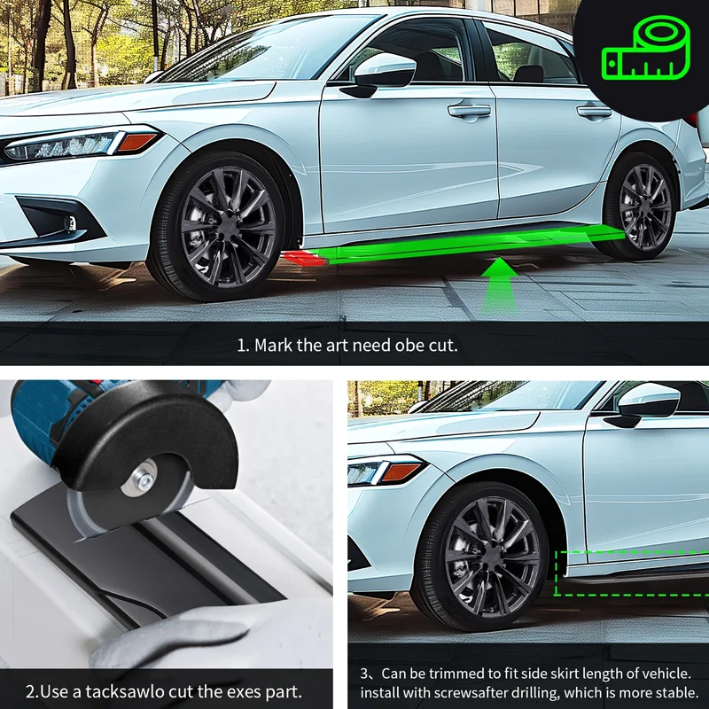 For Peugeot Accessories 2008 3008 5008 107 206 207 208 308 307 407 508 Car Side Skirts Extension Rocker Panel Splitter Cover 8PC view 3