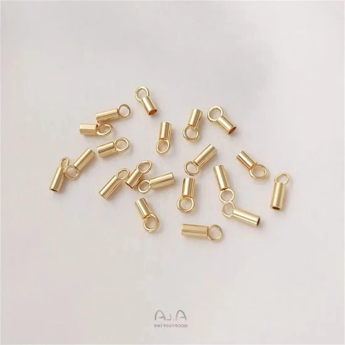 14K Wrapped Gold Chain Leather Rope Joint Sleeve Closing Buckle Positioning Tube Diy Manual Connection Accessories Material C043