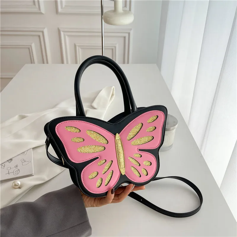 Contrasting Colors Butterfly Shape Design Handbag Shoulder Bag Women\'s High Quality Leather Crossbody Bag Balsos Gift For Women