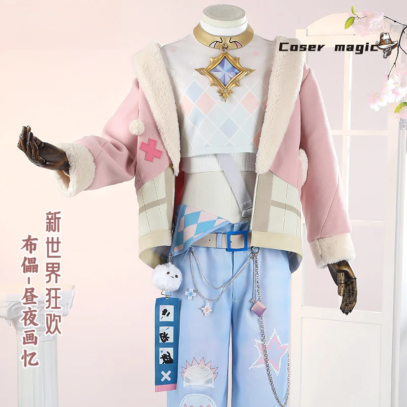 Juego Nu: disfraz de Cosplay de hoja de Carnaval, uniforme, fiesta de Carnaval de Halloween, juego de Navidad, abrigo rosa, pantalones, sombrero, conjunto completo para hombres