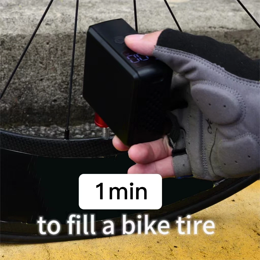 無料カスタムロゴ入りミニ充電式ワイヤレス電動携帯自転車タイヤインフレーターエアコンプレッサーボールサイクルポンプ