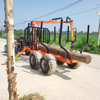 Log Trailer 3 Ton 5 Ton 8 Ton 10 Ton 12 Ton Hydraulic Wood Grapple Timber Trailer with Crane PTO Driven