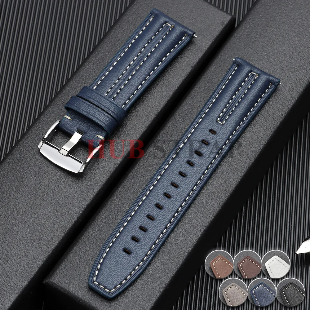 Bracelet de montre en cuir véritable 22 mm, style vintage, en cuir de vachette, à libération rapide, universel, bracelet sport pour Rolex, pour Seiko, bracelet souple