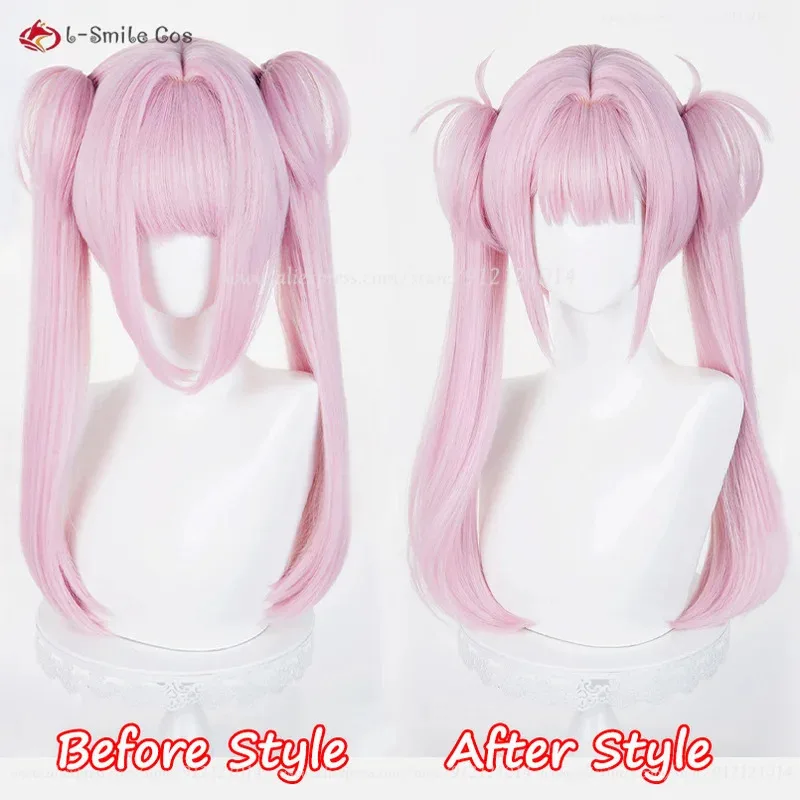 LI TIANXI LI TIANCHEN Cosplay Wig 48cm/30cm Pink Wigs Cosplay Anime Cos Costumes Wigs Heat Resistant Synthetic Hair + Wig Cap