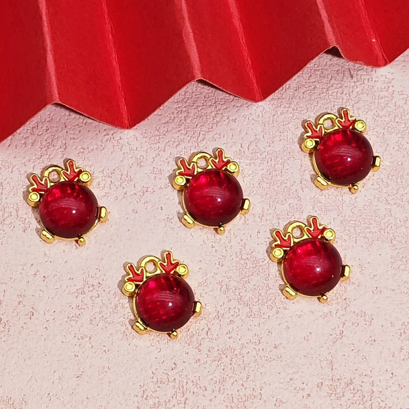 20PCS SET New Style Alloy Gold Jade Dragon Horn Pendant Handmade diy Bracelet Necklace Material Accessories Jewelry