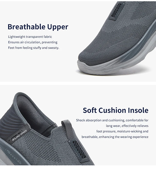 Herren-Slip-On-Sock-Sneaker mit dicker Keilsohle, atmungsaktivem Mesh, leichtem Komfort, Wanderschuhe für den täglichen Pendelverkehr, Outdoor-Sportschuhe. – Detail 5